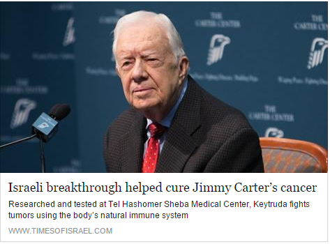 An Israeli-tested drug that tackles cancer through sophisticated manipulations of the body’s natural immune system was key in helping rid former US president Jimmy Carter of life-threatening tumors that developed after he was diagnosed with melanoma earlier this year.
