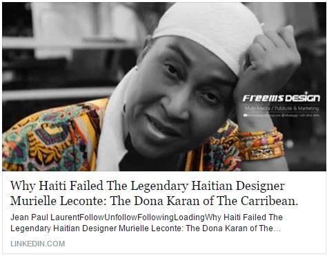 Murielle Creation which started in the early 90's was the first of it's kind in the entire history of the country and its contribution to the Haitian culture is none to second.